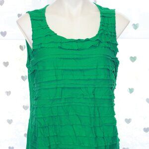 #340 Chico's Green Ruffle-Striped Dressy Tank Size 3 (16)